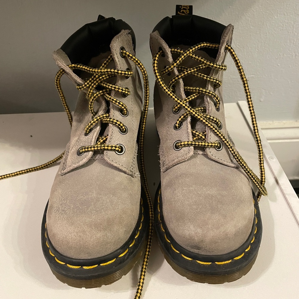 Grey Dr. Marten's Suede Combat Boots | Size 5W
